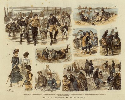 Ferien-Skizzen in Scarborough (Farblithografie) von French School