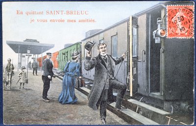 Urlaubspostkarte aus Saint-Brieuc, ca. 1910 (nach einem Foto) von French School