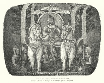 Pferdewagen, Basrelief aus dem Tempel von Angkor Wat, Kambodscha von French School