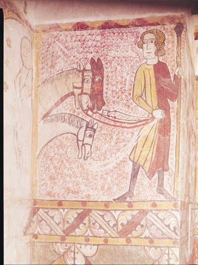 Reiter hält die Zügel von drei Pferden, von der Nordwand, um 1265 von French School