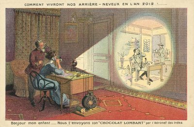 Wie Menschen im Jahr 2012 leben werden (Farblithografie) von French School