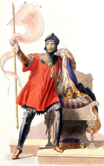 Hugues Capet und seine Fahne - in „Le Plutarque francais“, ed. Mennechet von French School