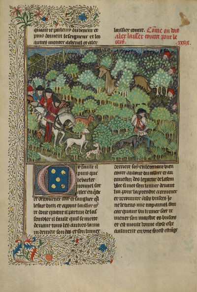 Jäger verfolgen einen Hirsch, ca. 1430-40 von French School