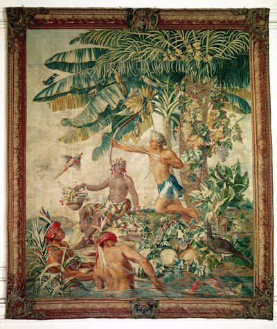 Jagd, aus der Tenture des Nouvelles Indes, Gobelin-Werkstatt von French School