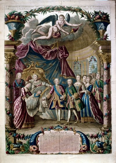Illustration zur Feier der Geburt von Louis Joseph Xavier, Herzog von Burgund von French School