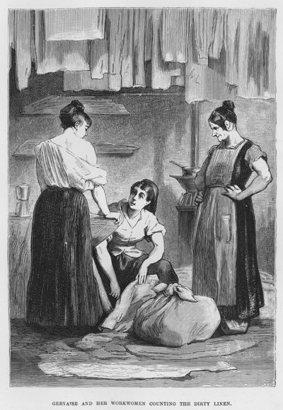 Illustration für Der Totschläger, ein realistischer Roman von Emile Zola (Gravur) von French School