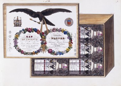 Illustration für die Verpackung von Eau de Cologne, ca. 1825 von French School