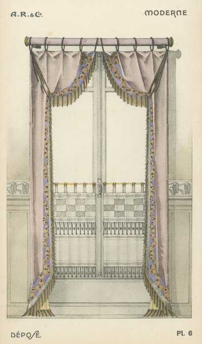 Illustration aus dem Innenarchitektur-Produktkatalog von A R & Cie, Frankreich von French School