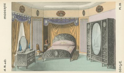 Illustration aus dem Innenarchitektur-Produktkatalog von A R & Cie, Frankreich von French School