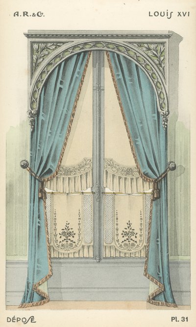 Illustration aus dem Innenarchitektur-Produktkatalog von A R & Cie, Frankreich von French School