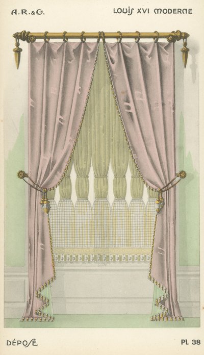 Illustration aus dem Innenarchitektur-Produktkatalog von A R & Cie, Frankreich von French School