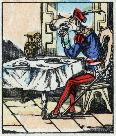 Illustration des Märchens „Die Abenteuer von Grand Flandrin“. Holzschnitt von Imaging Pellerin - Epinal, sp. Ende des 19. Jahrhunderts von French School