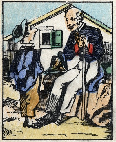 Illustration der Geschichte „Wahre Geschichte von Jeannot Serinet“. Holzschnitt von Imagery Pellerin - Epinal, sp. Ende des 19. Jahrhunderts. von French School