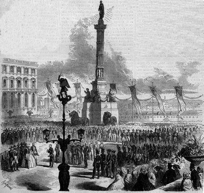Einweihung der Kongresssäule (1850-1859). Brüssel, Belgien. von French School