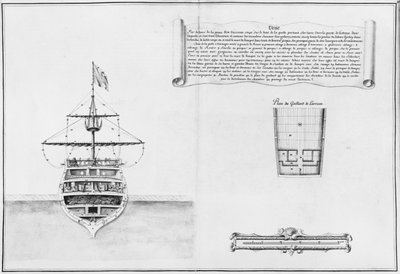 Innerer Bug eines Schiffes, Illustration aus dem Atlas de Colbert, Tafel 46 von French School