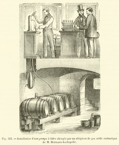 Installation einer Bierpumpe, geladen durch einen Kohlensäurebehälter von M. Hermann-Lachapelle von French School