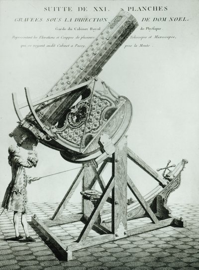 Instruments doptique von Dom Noel, die erste in einer Serie von 21 Platten, die Erhebungen und Querschnitte von Teleskopen und Mikroskopen illustrieren von French School