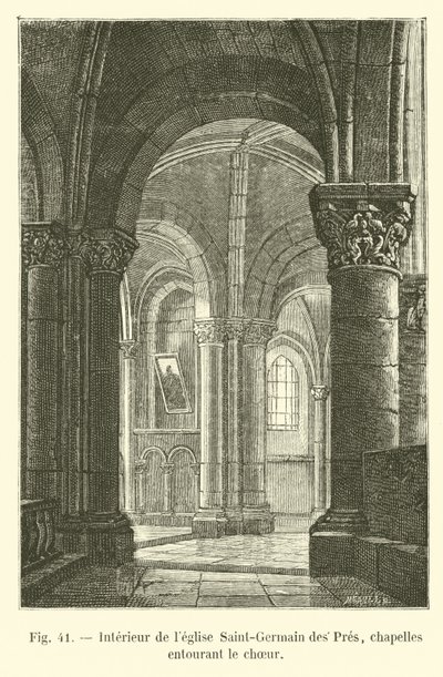 Innenraum der Kirche Saint-Germain des Prés, Kapellen um den Chor von French School