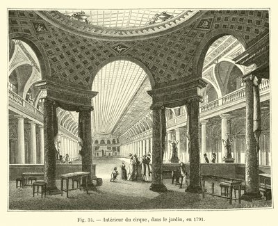 Innenansicht des Zirkus, im Garten, 1791 von French School