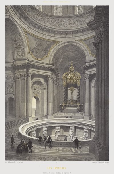 Innenansicht der Kuppel und des Grabes von Napoleon I., Les Invalides, Paris von French School
