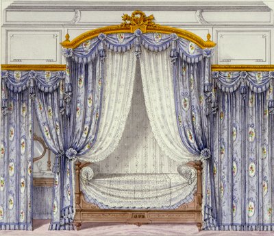 Innenansicht mit Möbeln aus einer französischen Zeitschrift, 1850er Jahre von French School