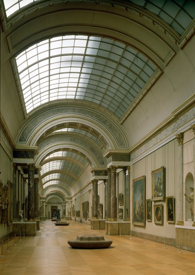 Innenansicht der Grande Galerie, 16.-19. Jahrhundert von French School