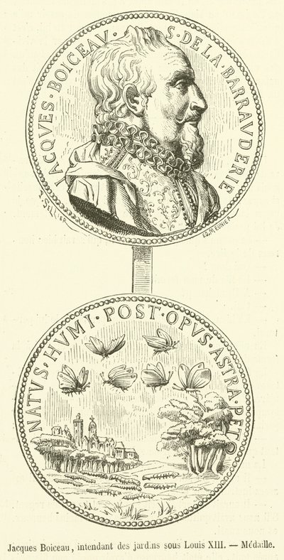 Jacques Boiceau, Gartenintendant unter Ludwig XIII, Medaille (Stich) von French School