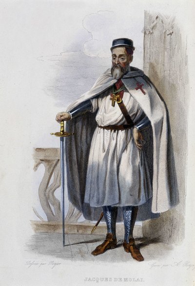 Jacques de Molai (oder Molay), letzter Großmeister des Templerordens (1243-1314) - in „Le Plutarque français“, Hrsg. Mennechet von French School