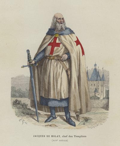 Jacques de Molay, letzter Großmeister der Tempelritter, 14. Jahrhundert von French School
