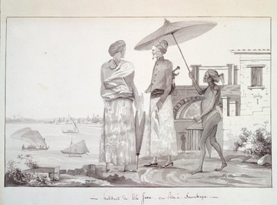 Bewohner der Insel Java auf dem Weg nach Surabaya, Illustration aus Reise um die Welt von Louis Isidore Duperrey von French School
