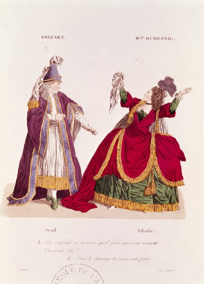 Jean-Baptiste Brizard in der Rolle von Joad und Mademoiselle Dumesnil als Athalie, Szene aus Akt V Szene 5 von 