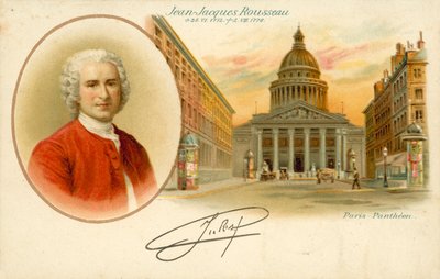 Jean-Jacques Rousseau, Pantheon Paris (Farblithografie) von French School