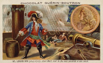 Jean Bart zündet Schießpulver auf seinem Schiff an von French School