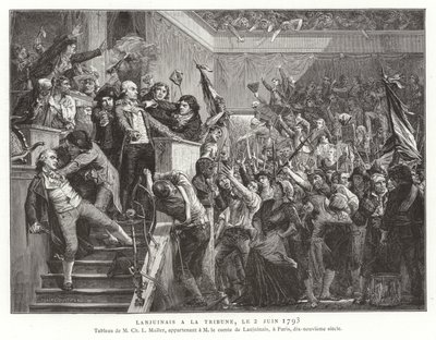 Jean Denis, comte Lanjuinais, am Rednerpult der Konvention, Französische Revolution, 2. Juni 1793 von French School