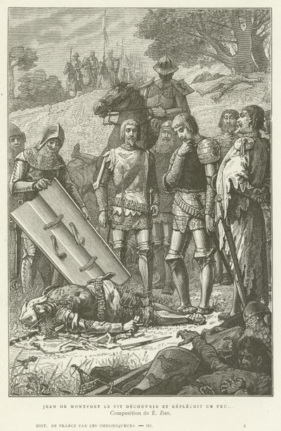 Jean de Montfort entdeckt den Leichnam von Karl von Blois nach der Schlacht von Auray, 1364 von French School