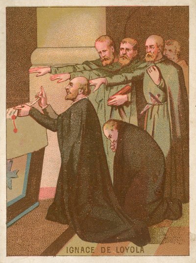 Jesuitenpriester Heiliger Ignatius von Loyola kniet an einem Altar von French School
