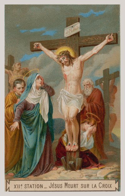 Jesus stirbt am Kreuz. Die zwölfte Station des Kreuzwegs von French School