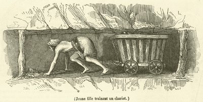 Jeune fille trainant un chariot von French School
