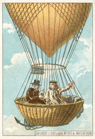 Joseph Louis Gay-Lussac und Jean-Baptiste Biot in einem Ballon in 4000 Metern Höhe von French School