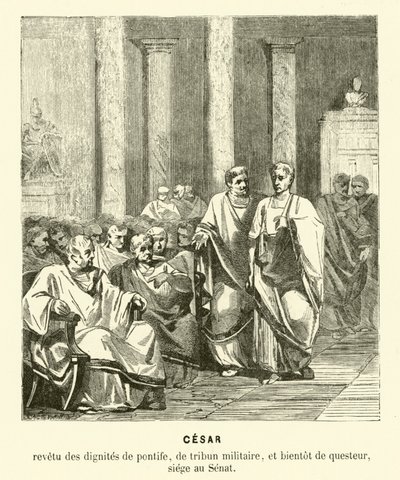 Julius Caesar im römischen Senat von French School