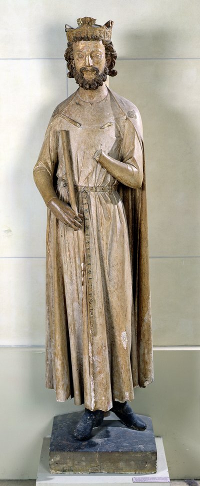 König Childebert I (497-558) aus der Abtei Saint-Germain-des-Prés, ca. 1239-44 (Kalkstein) von French School
