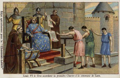 König Ludwig VI. von Frankreich gewährt der Stadt Laon das erste Stadtrecht, 1128 von French School