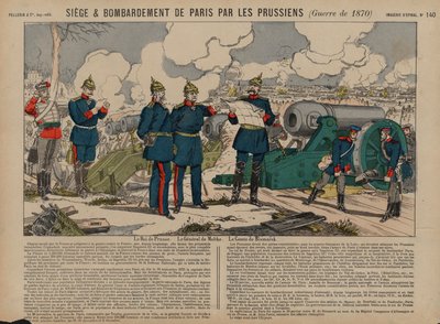 König Wilhelm I. von Preußen, Otto von Bismarck und Feldmarschall Helmuth von Moltke bei der Belagerung von Paris, Deutsch-Französischer Krieg von French School