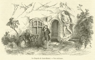 Die Kapelle von Saint-Robert, Außenansicht von French School