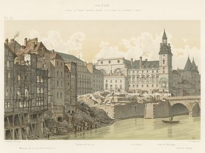 Die Cite, zwischen Pont Notre-Dame und Pont au Change, 1800 von French School