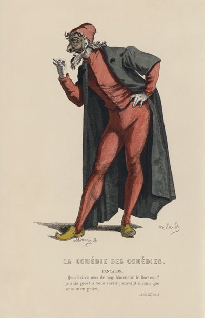 La Comedie Des Comedies, Pantalon (farbige Gravur) von French School
