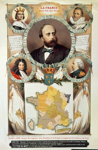 La France Faite par ses rois, Henri Charles Ferdinand Marie Dieudonne (1820-83) Comte de Chambord, nach 1870 von French School