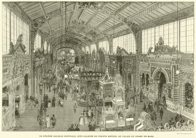 Die große zentrale Galerie, genannt Galerie der Dreißig Meter, im Palais du Champ de Mars von French School