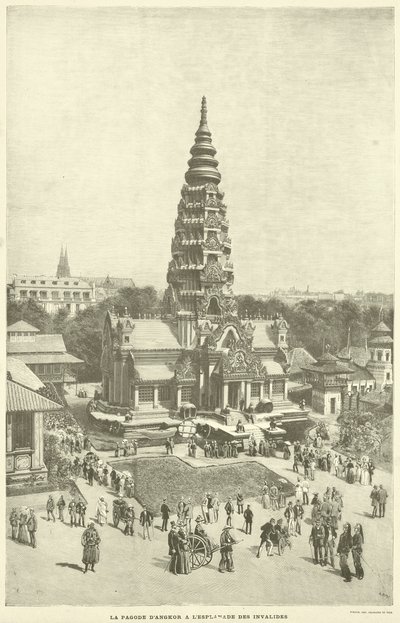 Die Pagode von Angkor auf der Esplanade des Invalides (Gravur) von French School