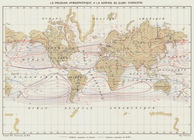 Der atmosphärische Druck an der Erdoberfläche (Farblithografie) von French School